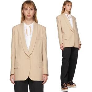 STELLA McCARTNEY Women's 46 Allison Wool Beige Single Button Blazer Career